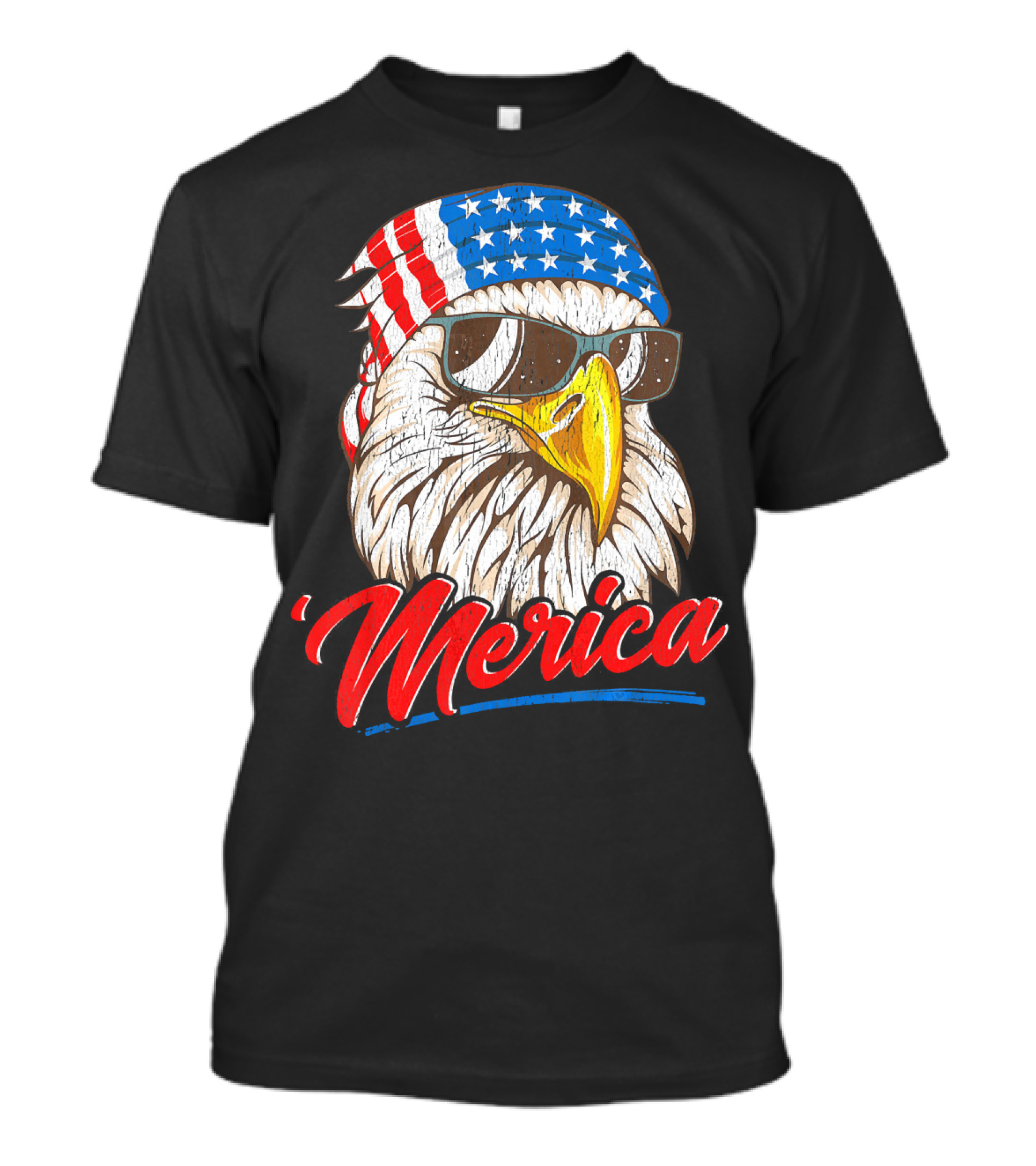 Bald Eagle Merica 80s Mullet With USA Bandana And Sunglasses T-Shirt