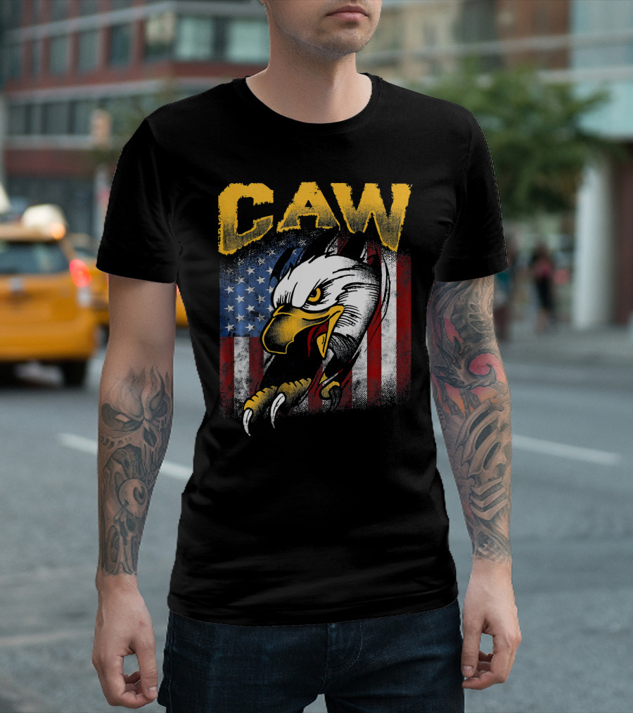 Caw American Bald Eagle July Fourth USA Flag T-Shirt