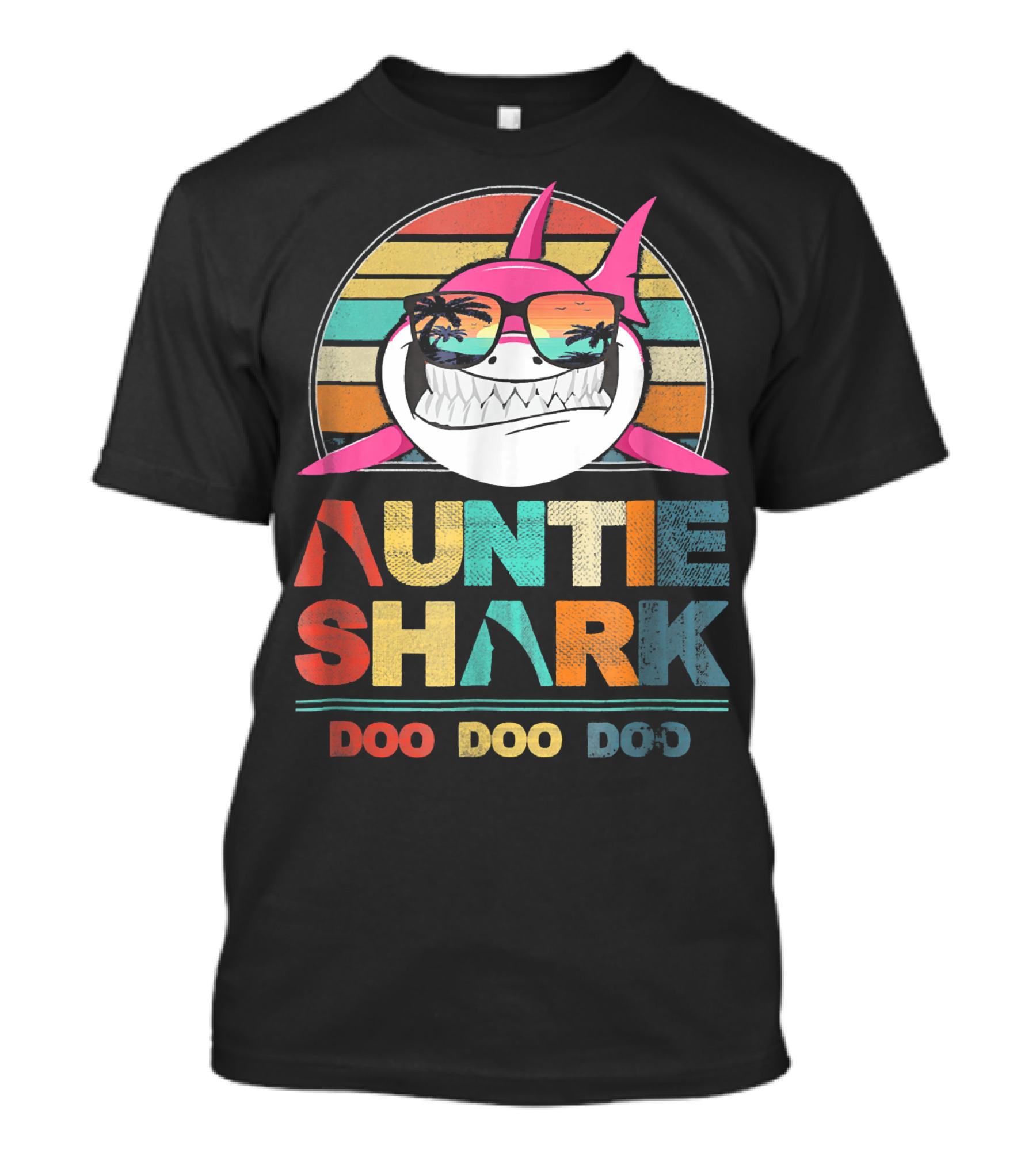 Auntie Shark Doo Doo Doo Retro Sunglasses Tropical T-Shirt