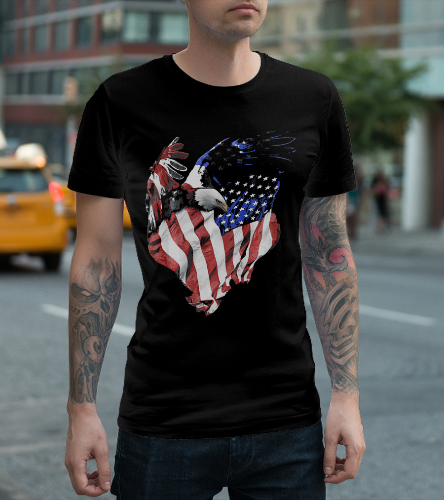 American Flag Bald Eagle Stars and Stripes Patriotic T-Shirt