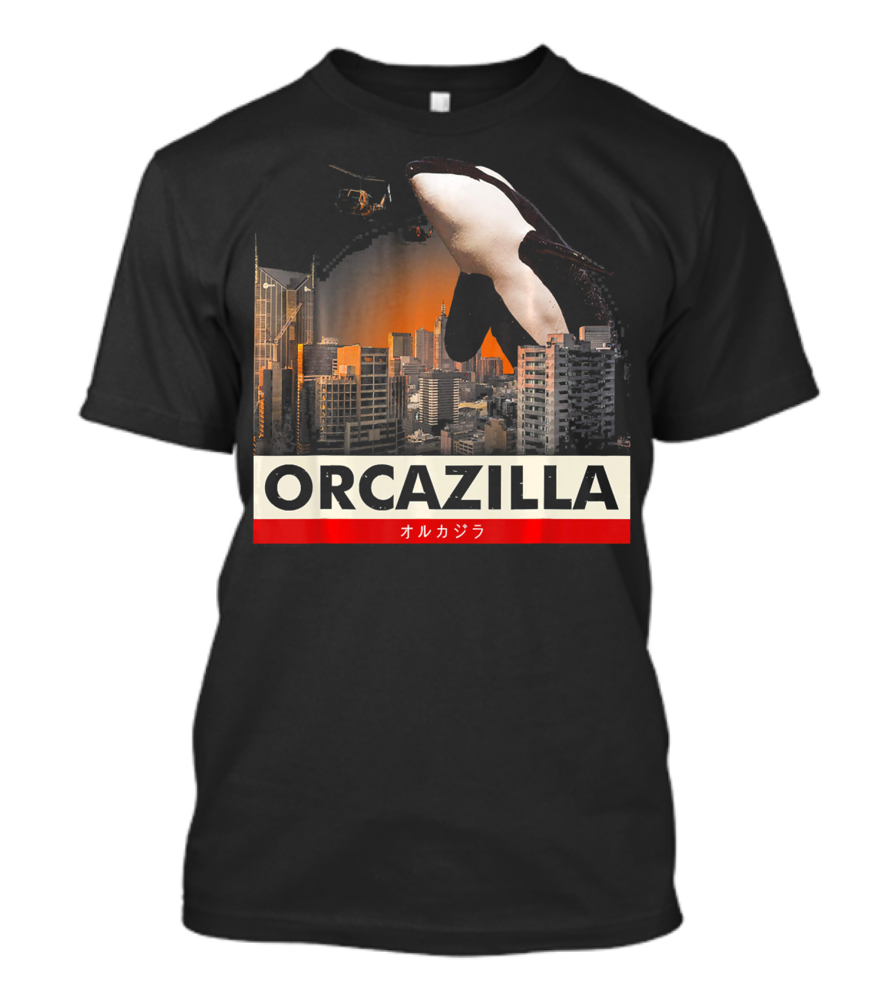 Orcazilla Cool Retro Vintage Orca Destroyer Killer T-Shirt