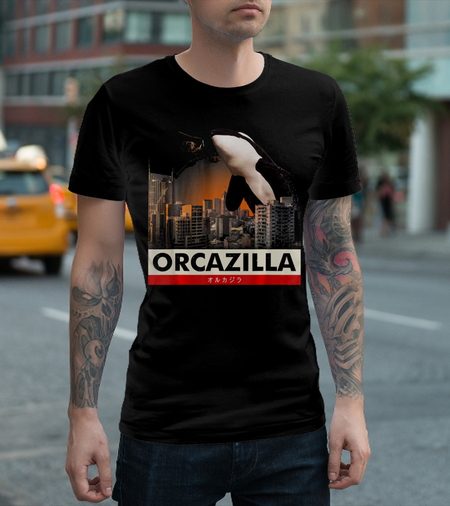 Orcazilla Cool Retro Vintage Orca Destroyer Killer T-Shirt