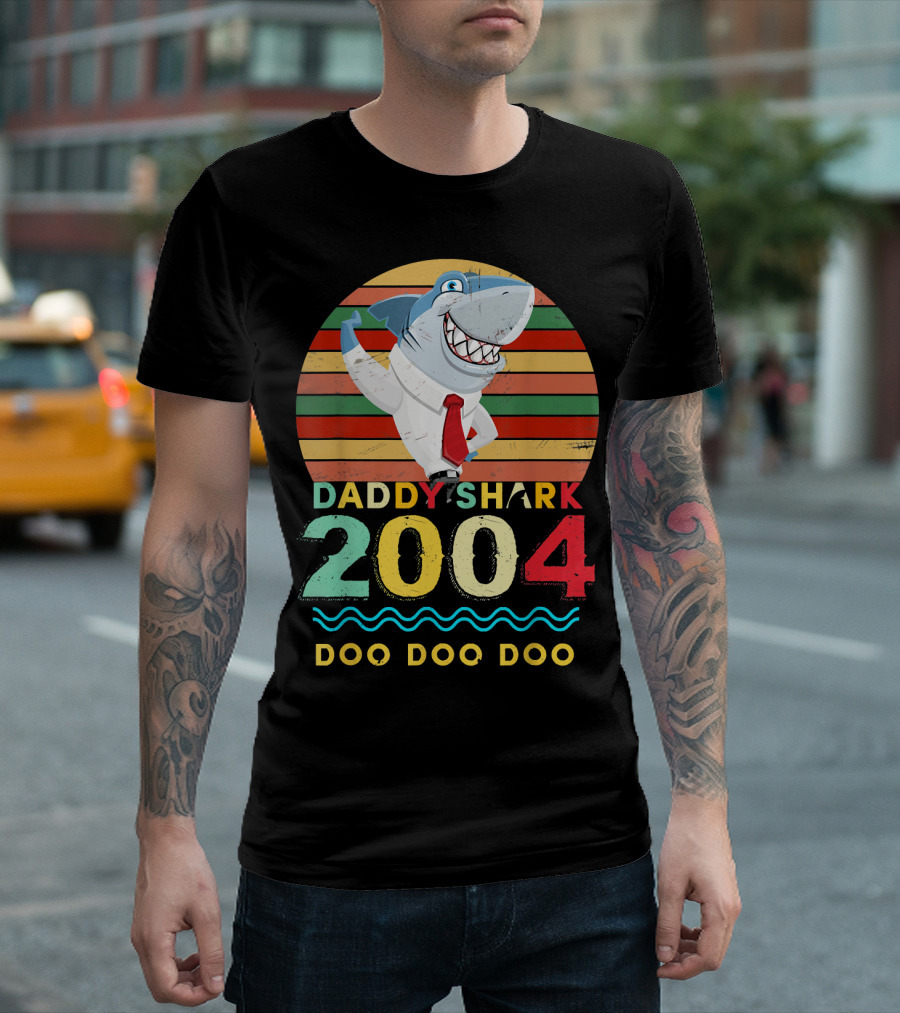Daddy Shark 2004 Doo Doo Doo Vintage Rainbow T-Shirt