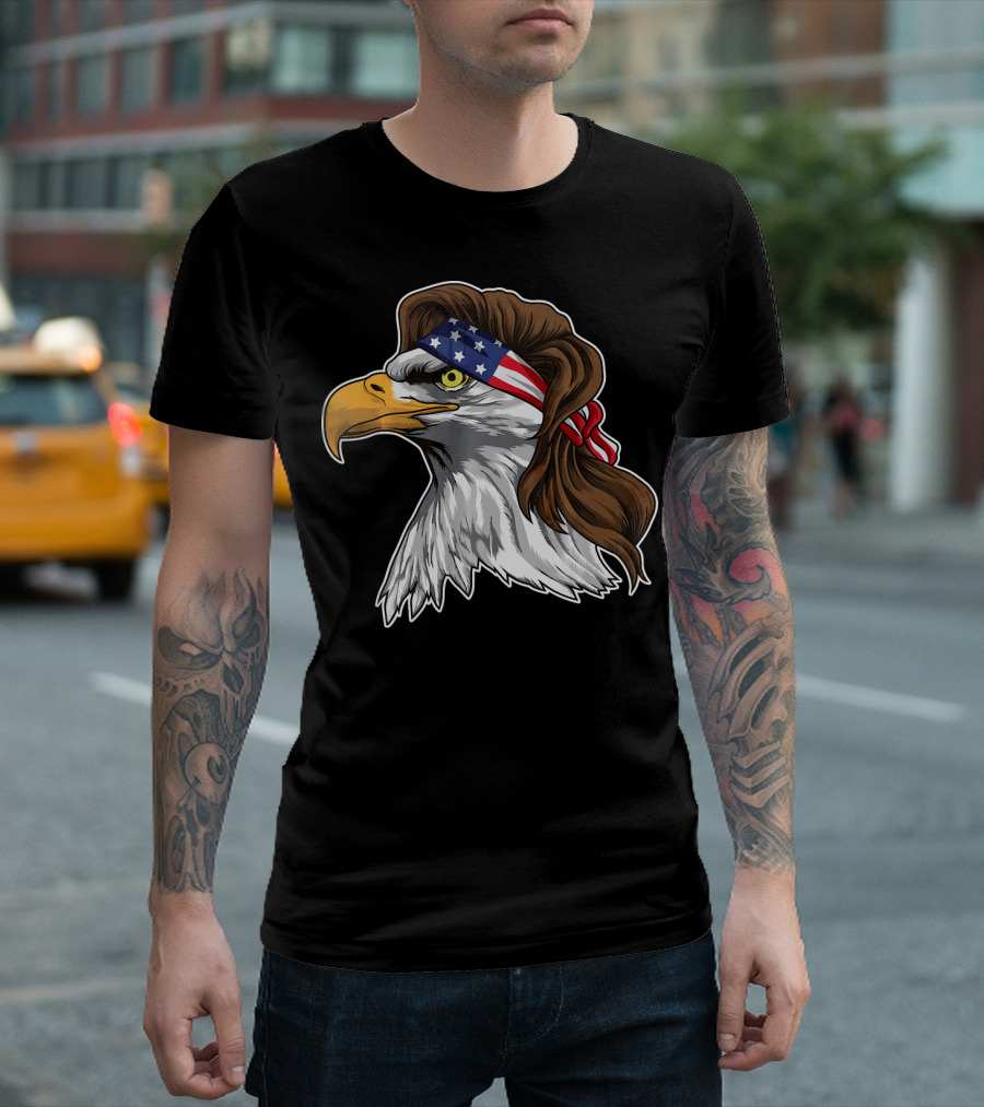 American Bald Eagle Mullet USA Bandana Patriot T-Shirt