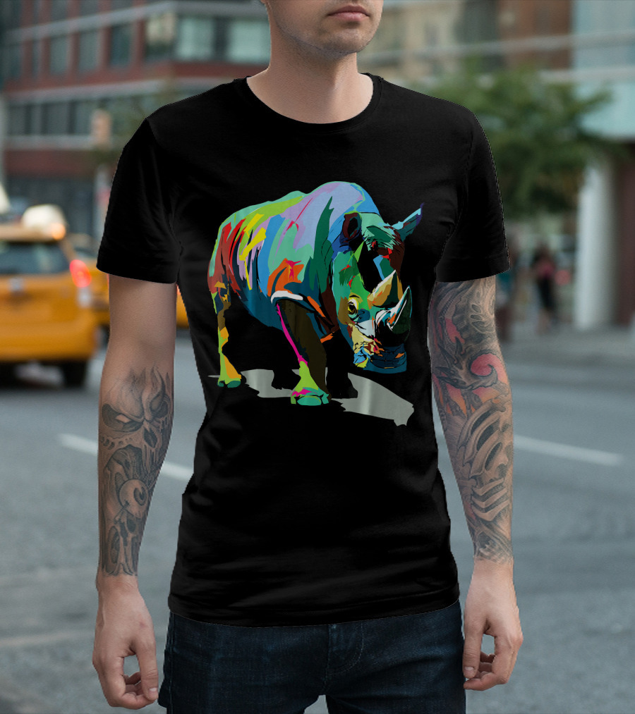 Colorful Rhino Multicolored Wildlife T-Shirt