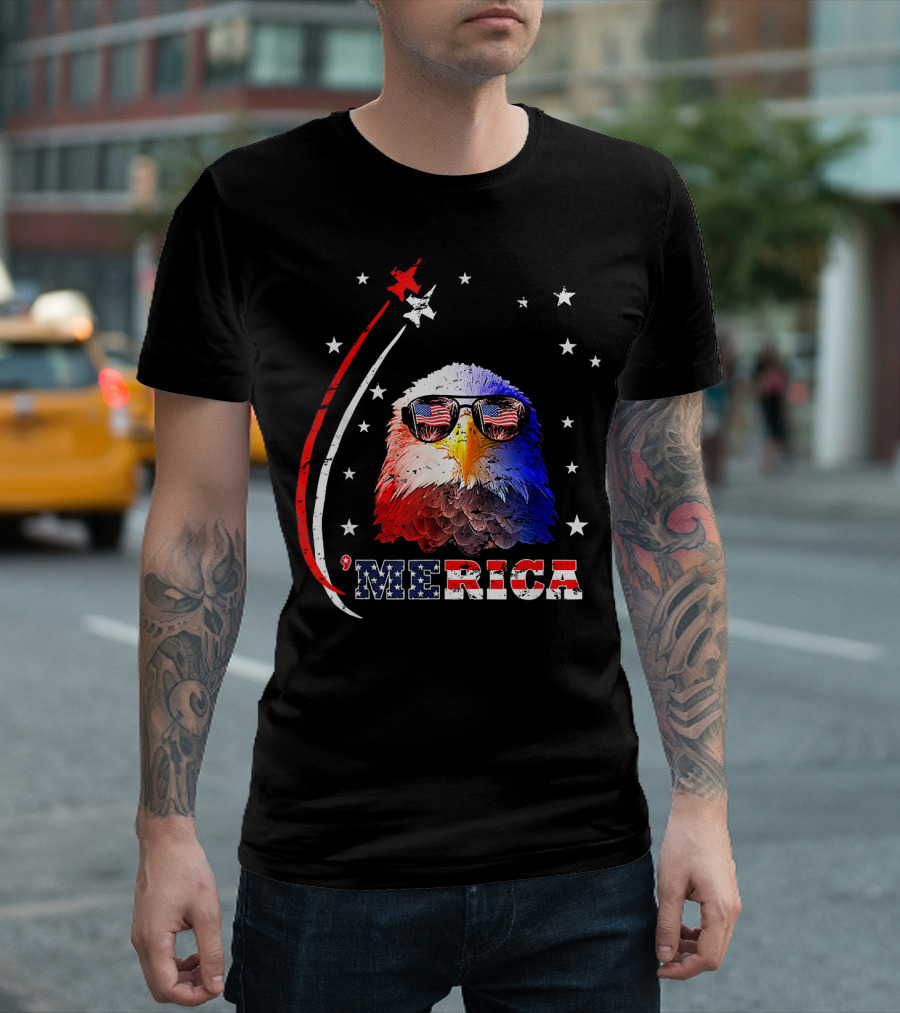 4th of July American Flag Eagle 'Merica T-Shirt
