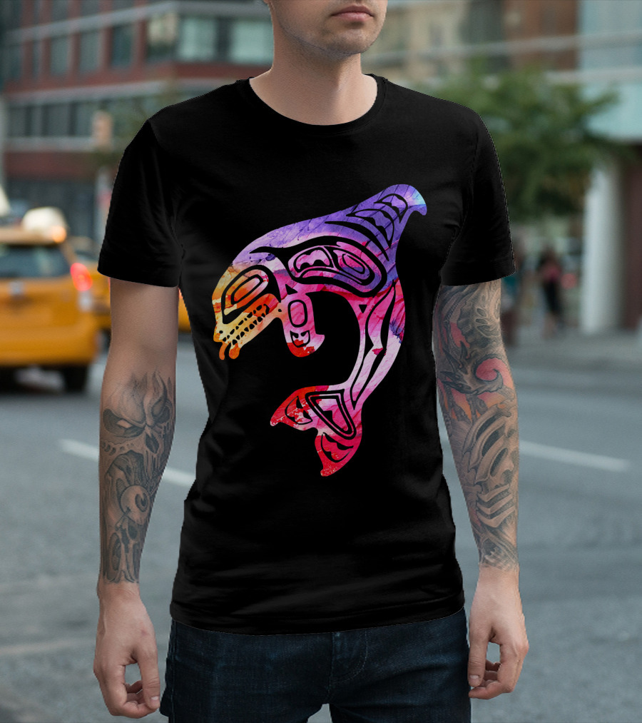 Colorful Orca Killer Whale Pacific North Indigenous T-Shirt