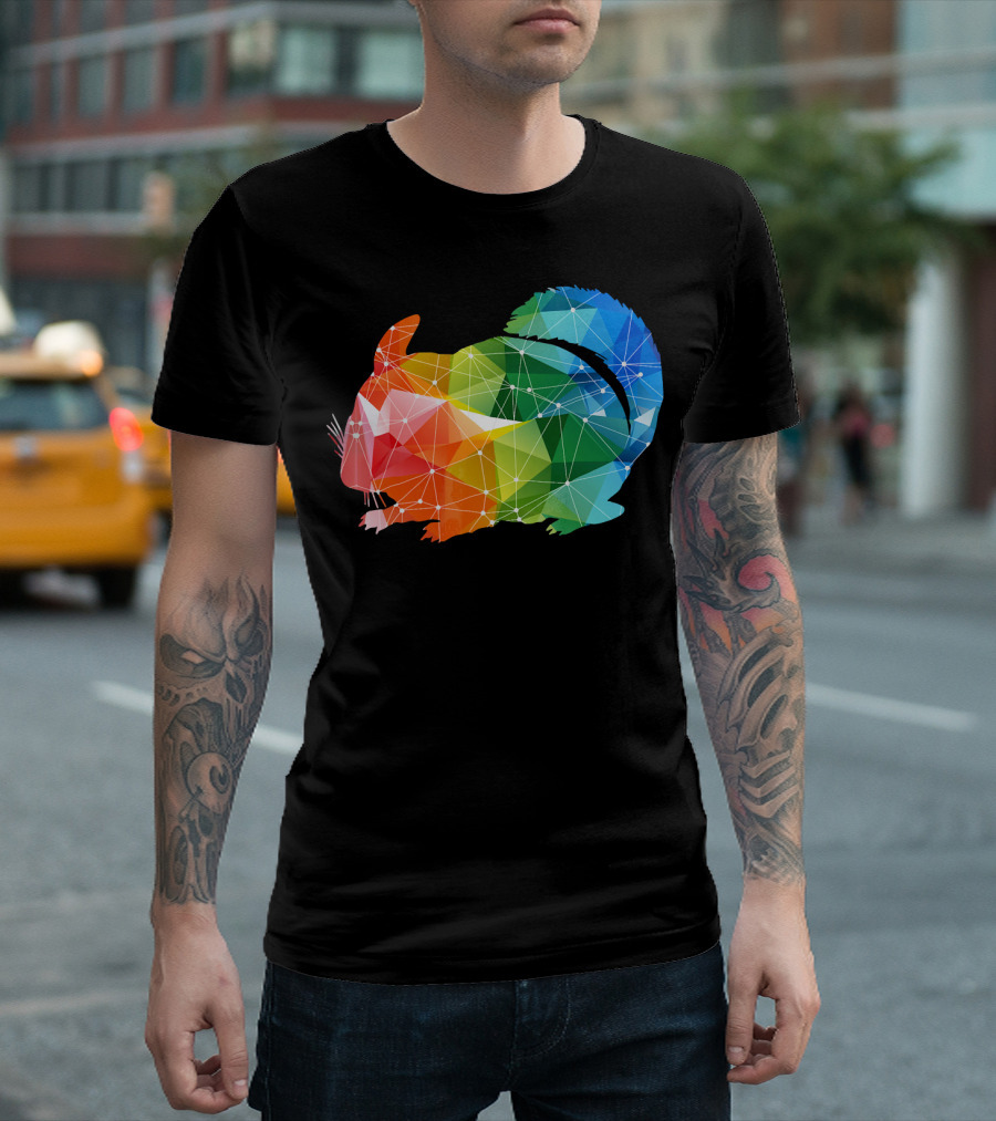Vibrant Geometric Rainbow Chinchilla T-Shirt