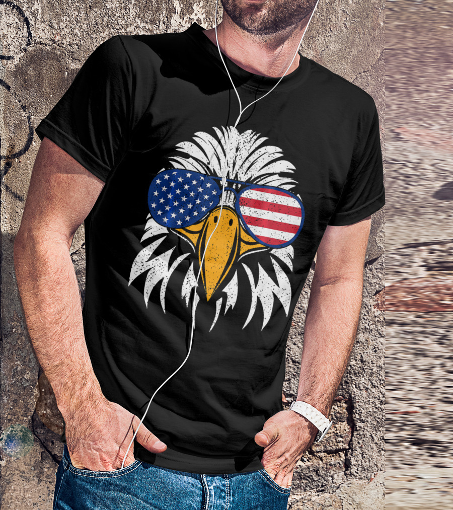 4th Of July American Flag Sunglasses Bald Eagle Patriotic America T-Shirt