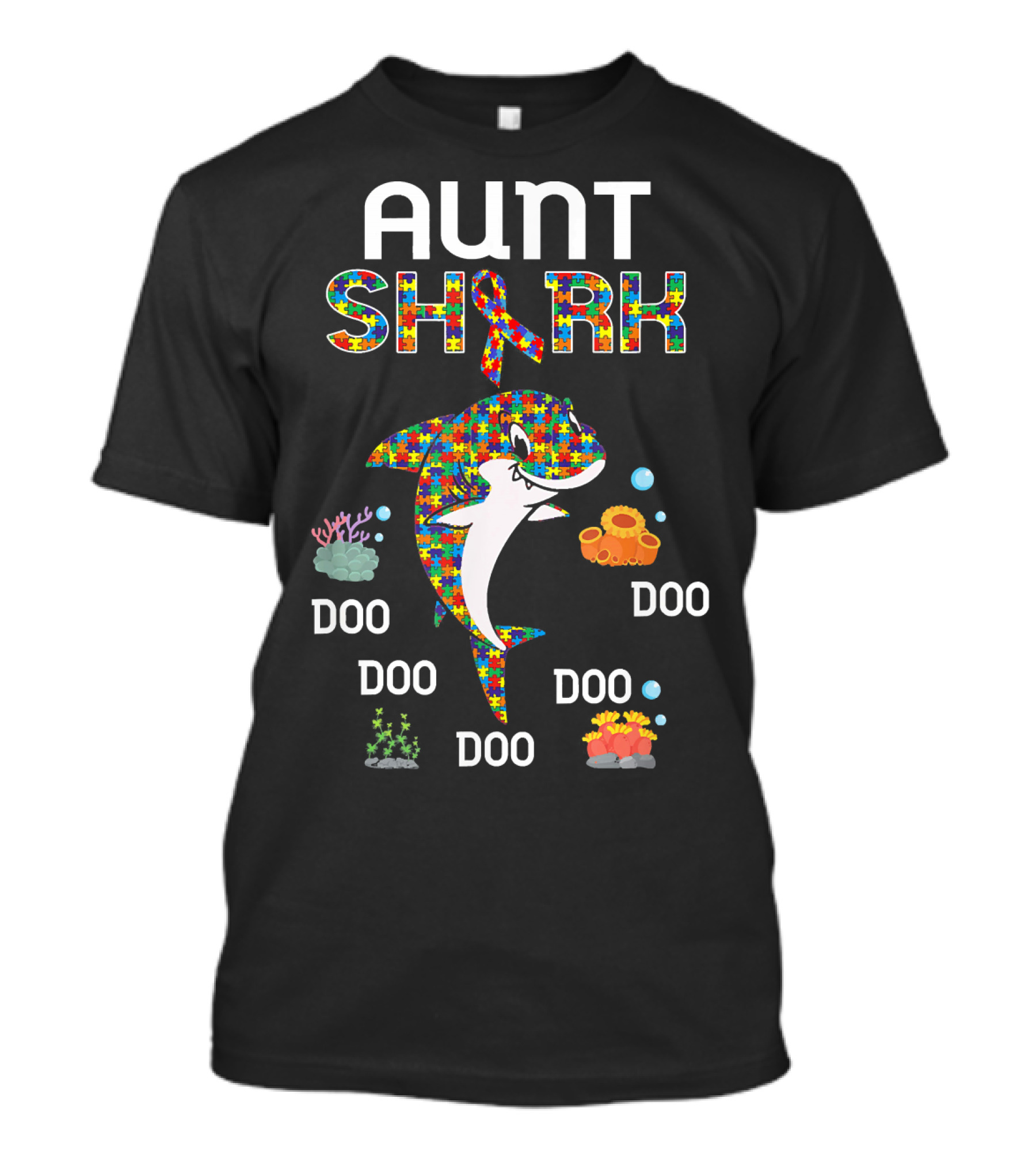Aunt Shark Doo Doo Autism Awareness T-Shirt