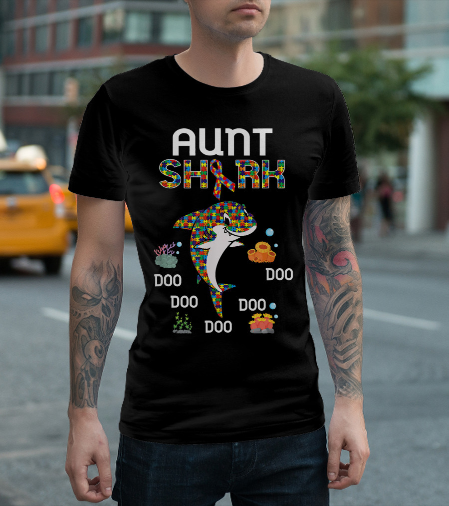Aunt Shark Doo Doo Autism Awareness T-Shirt