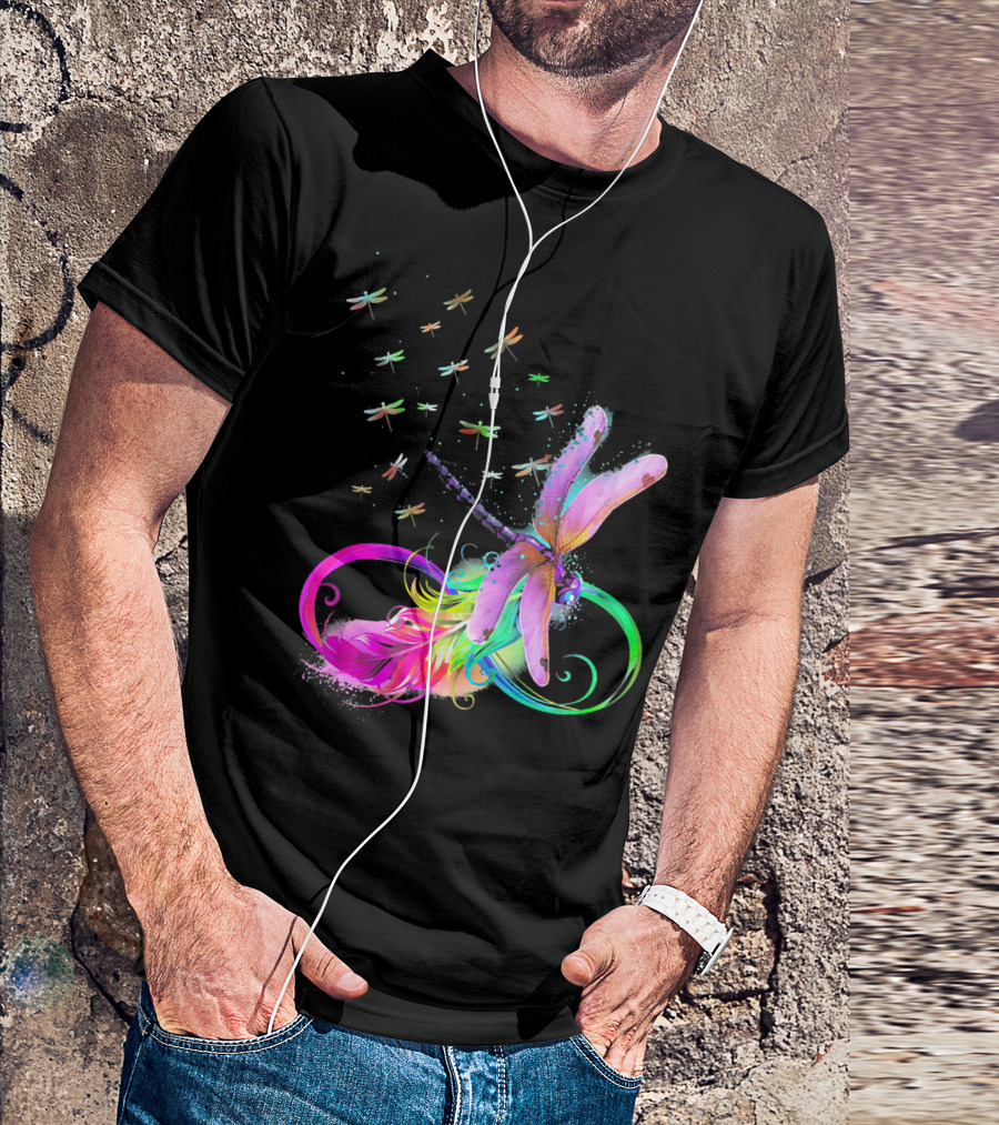 Beautiful Colorful Dragonfly Swirl With Vibrant Dragonflies T-Shirt