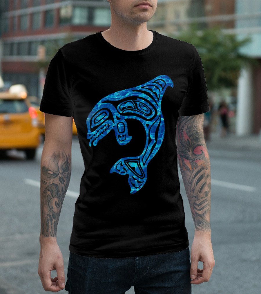 Blue Water Orca Killer Whale Pacific Nor Tribal T-Shirt