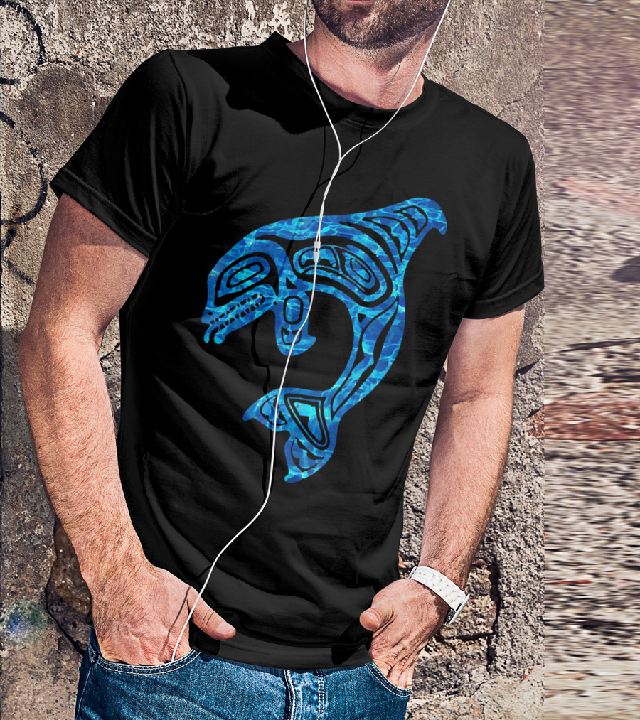 Blue Water Orca Killer Whale Pacific Nor Tribal T-Shirt