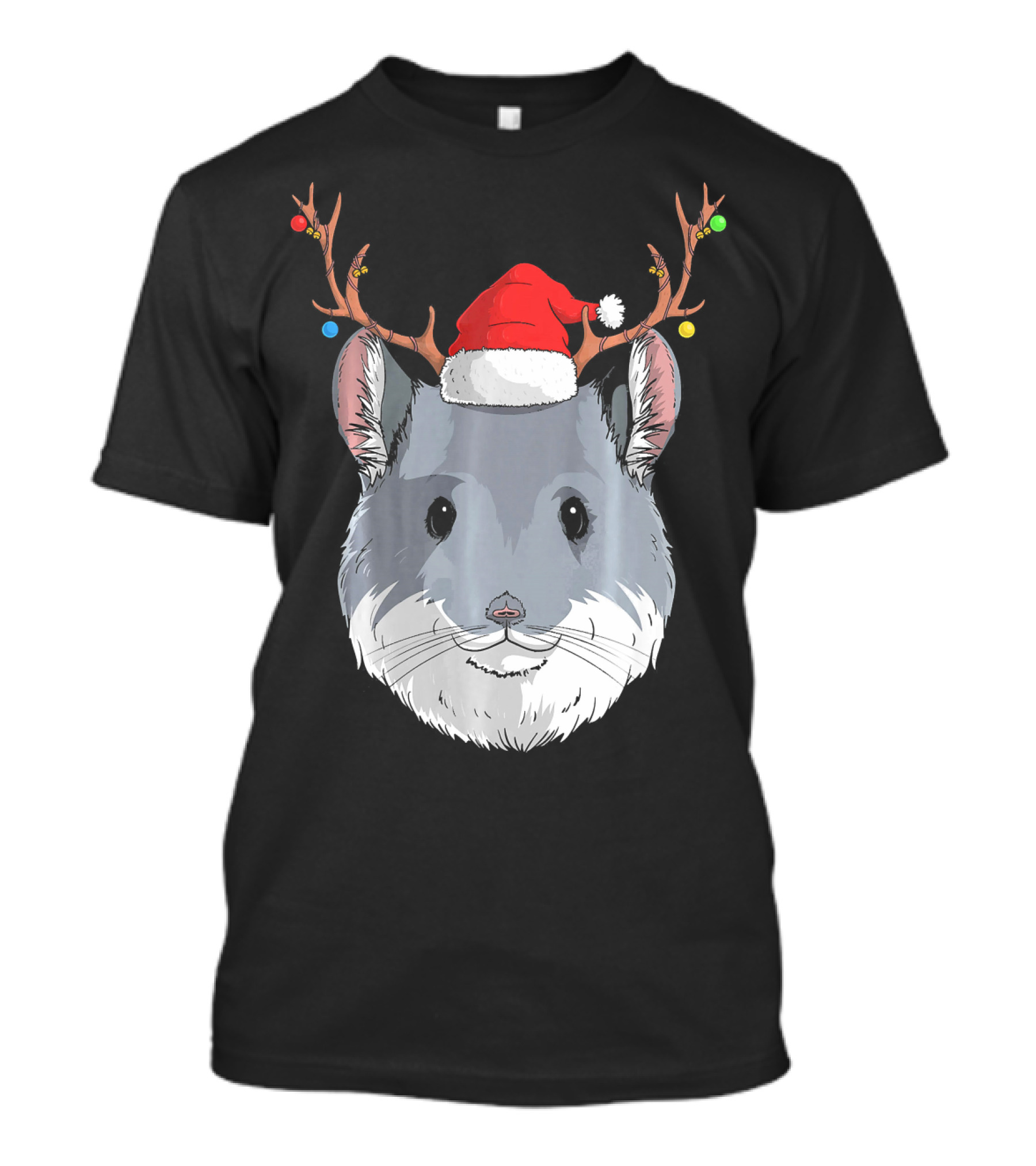 Chinchilla Santa Claus Hat Christmas Reindeer Antlers T-Shirt