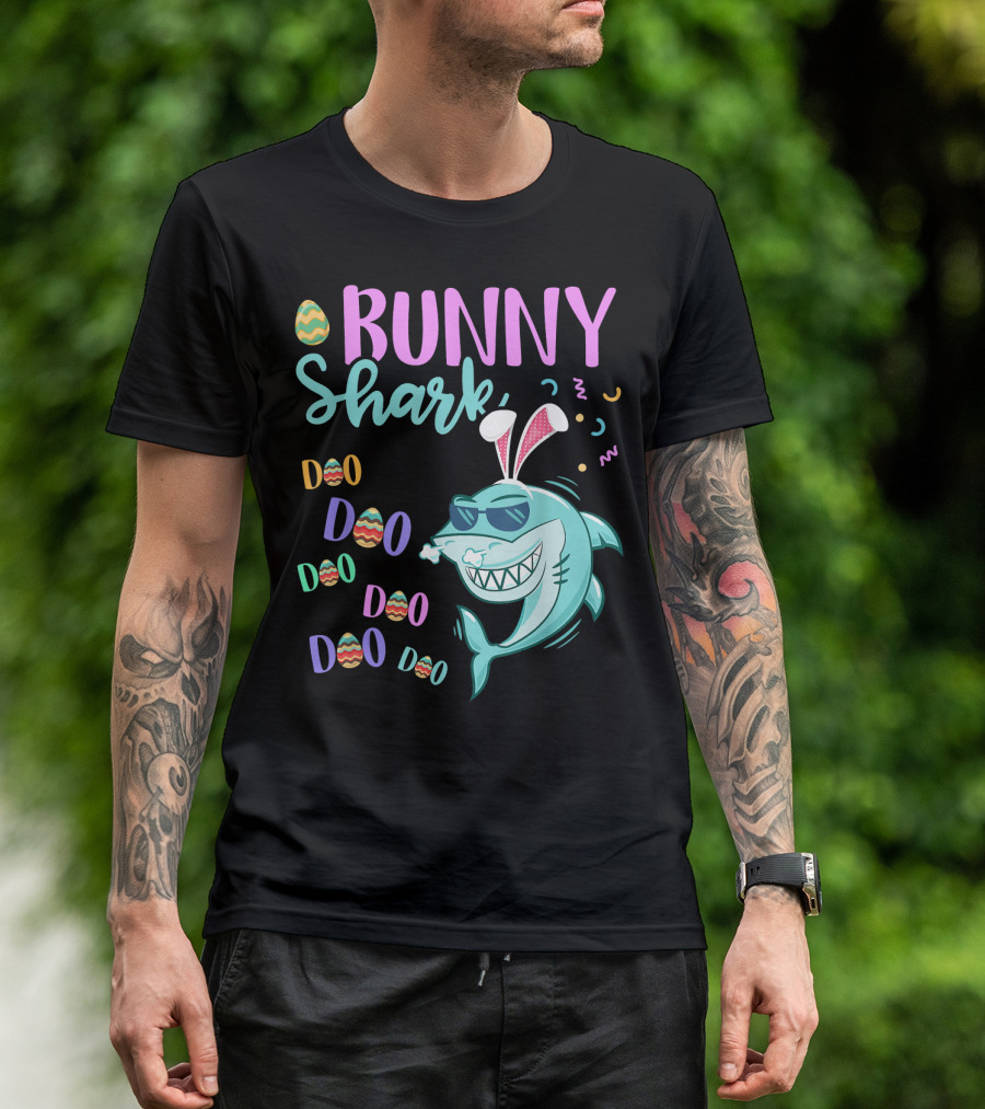 Bunny Shark Doo Doo Easter Egg Sunglasses T-Shirt