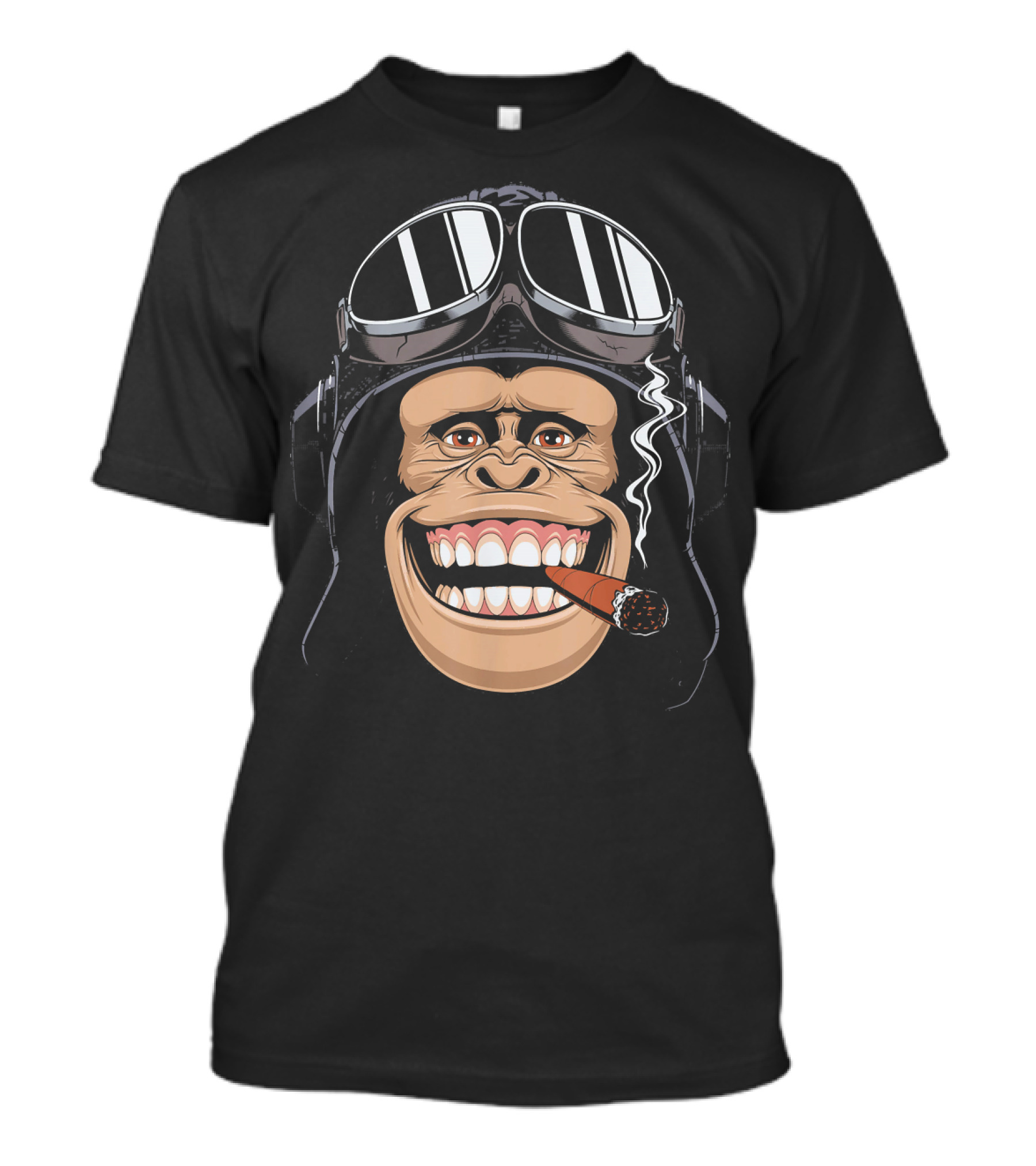 Chimpanzees Head With Cigar In Pilots Helmet T-Shirt