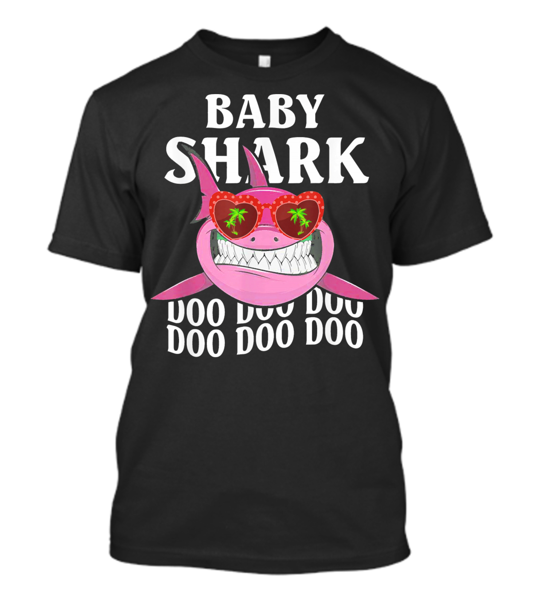 Baby Shark Doo Doo Doo Pink Shark With Heart Sunglasses T-Shirt