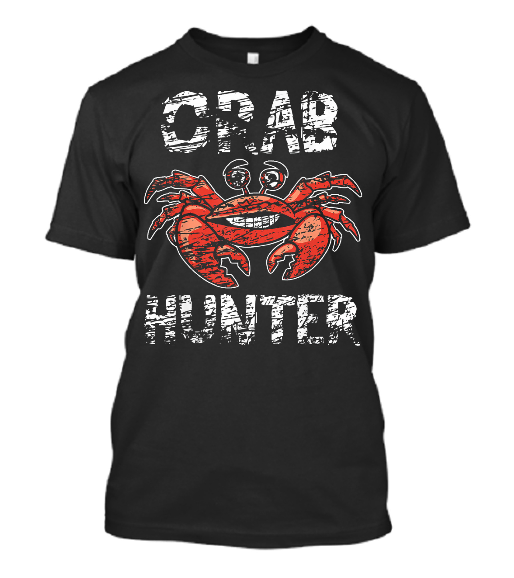 Crab Hunter Fishing Graphic With Smiling Crab Image T-Shirt