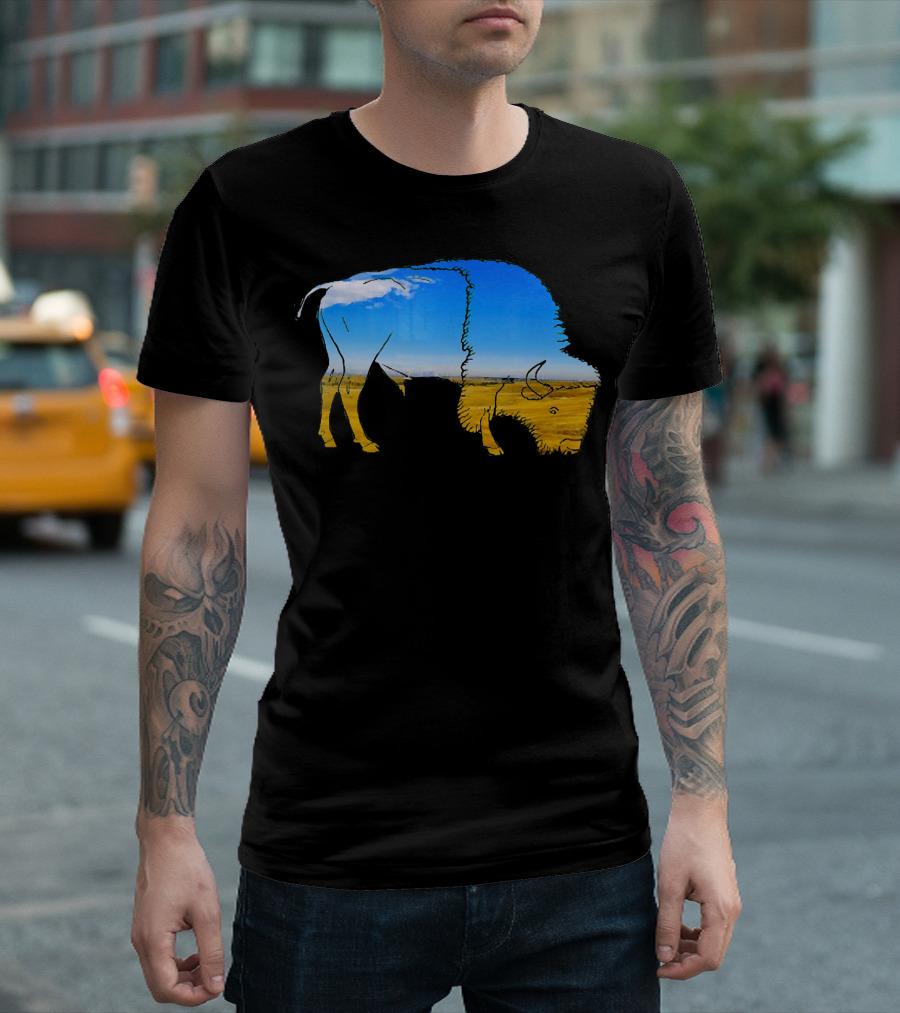 American Buffalo Bison Prairie Sky Landscape T-Shirt