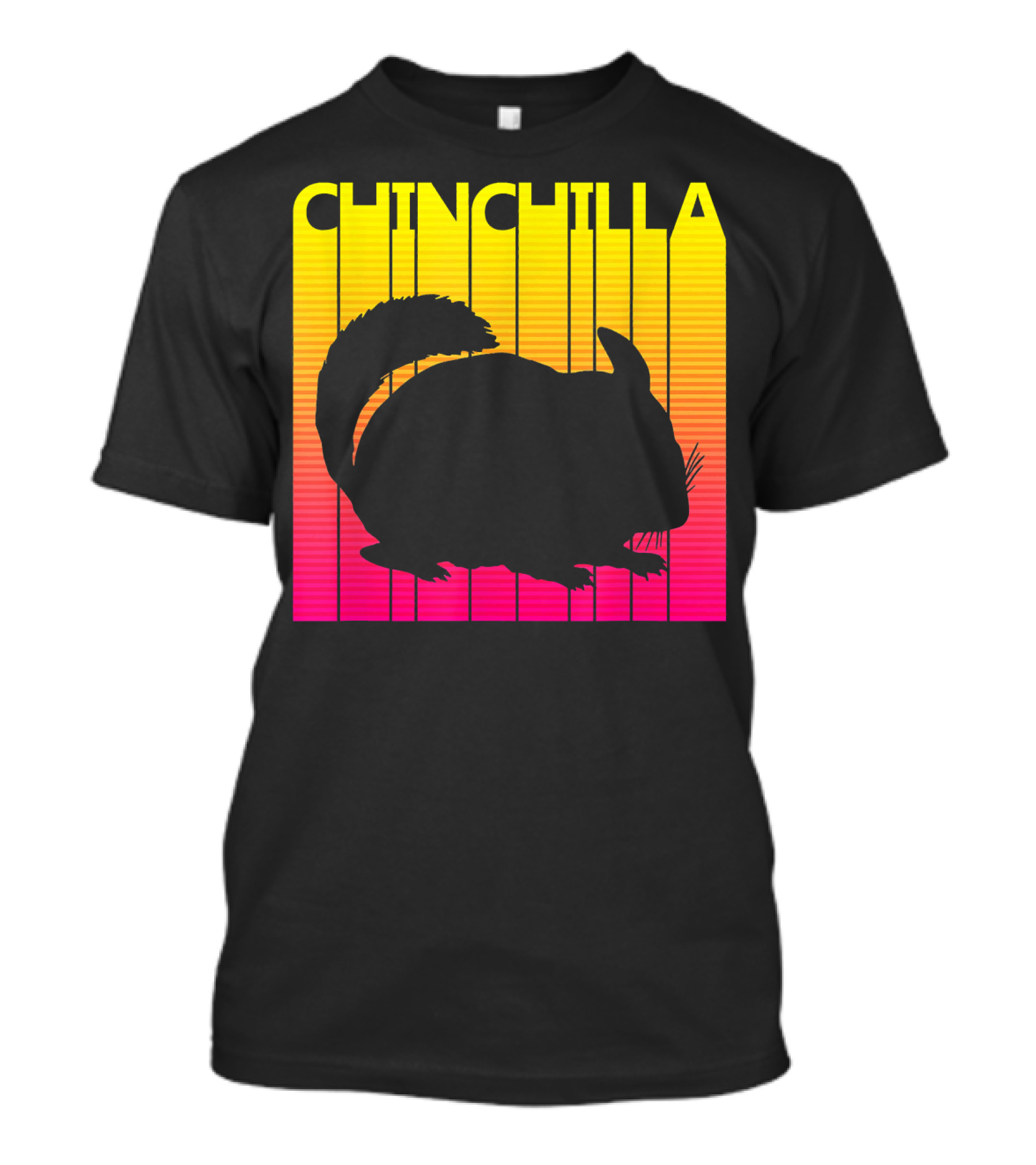 1980s Retro Chinchilla Silhouette Animal Lover T-Shirt