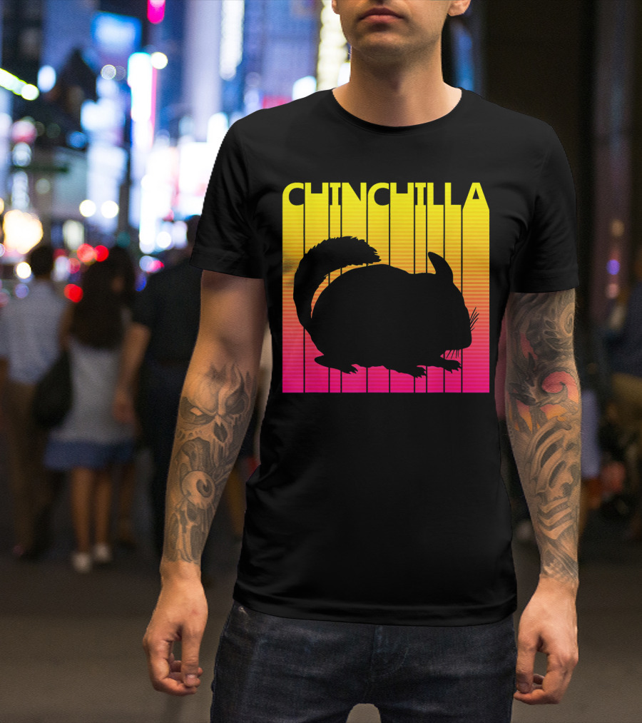 1980s Retro Chinchilla Silhouette Animal Lover T-Shirt