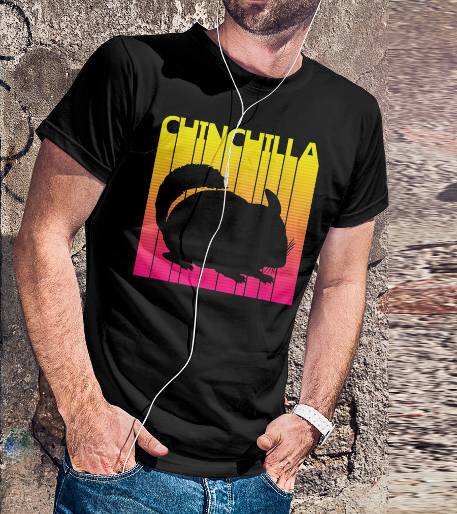 1980s Retro Chinchilla Silhouette Animal Lover T-Shirt