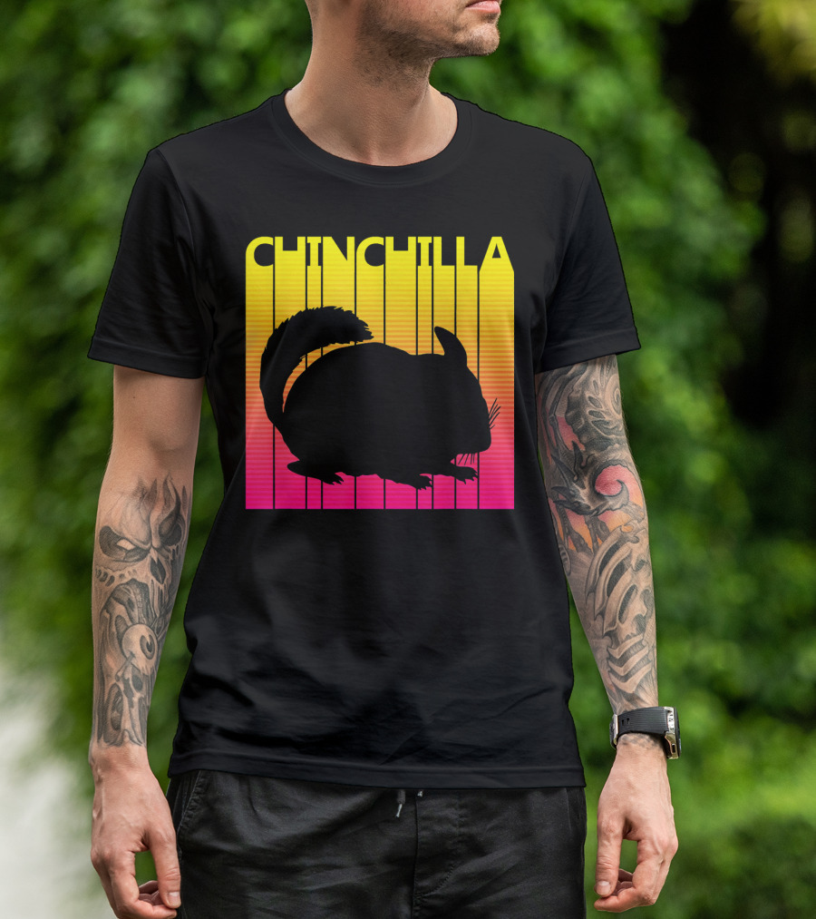 1980s Retro Chinchilla Silhouette Animal Lover T-Shirt