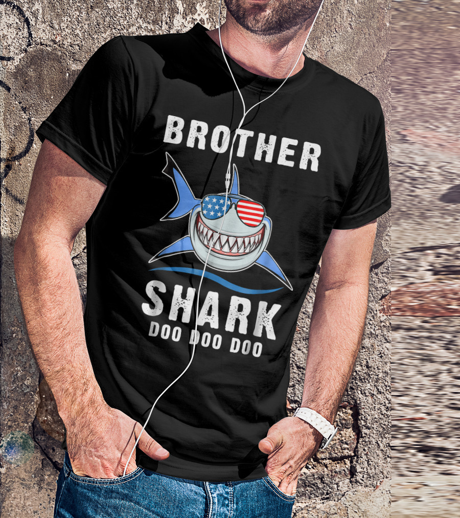 Brother Shark Doo Doo Doo Patriotic Sunglasses T-Shirt
