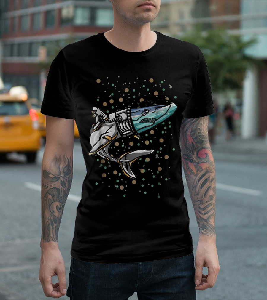 Astronaut Shark with Space Helmet Cosmic Exploration T-Shirt