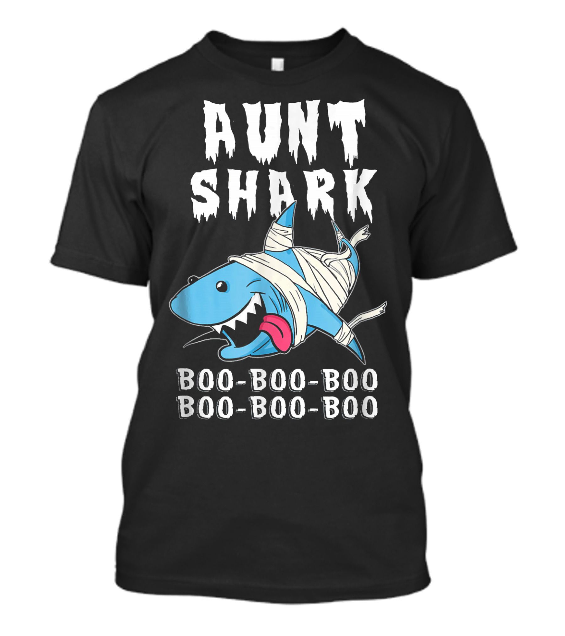 Aunt Shark Boo Boo Boo Mummy Wrapped Halloween Humor T-Shirt