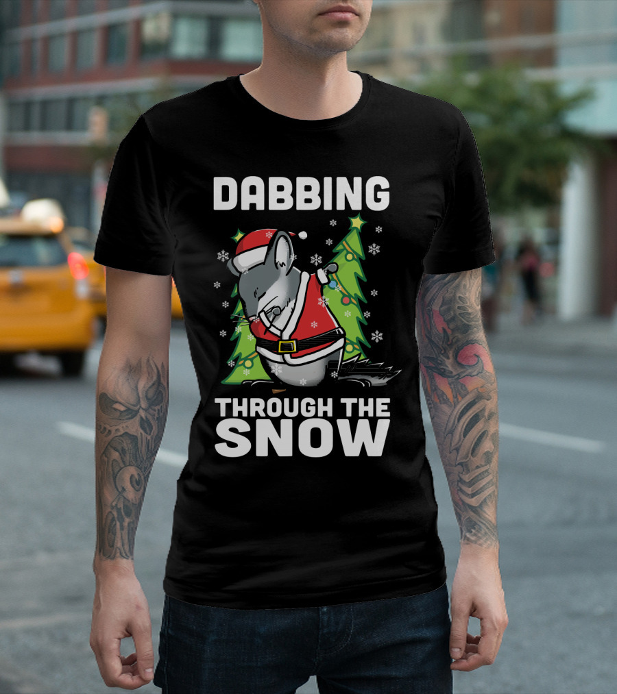 Dabbing Through the Snow Chinchilla Santa Christmas Tree T-Shirt