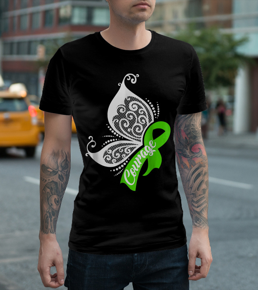 Courage Green Ribbon Butterfly Gallbladder Bile Duct T-Shirt