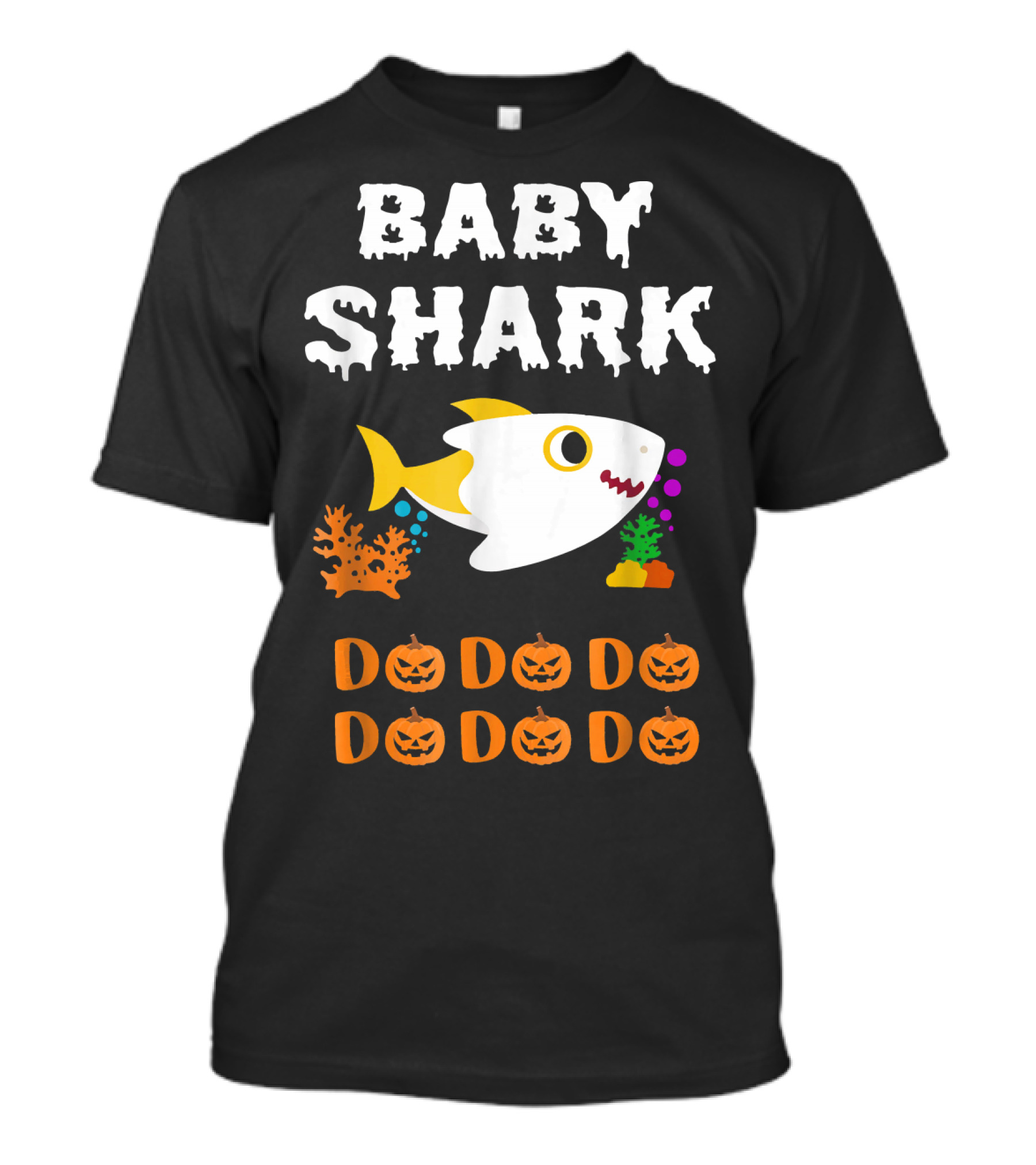 Baby Shark Halloween Do Do Do With Pumpkin Faces T-Shirt