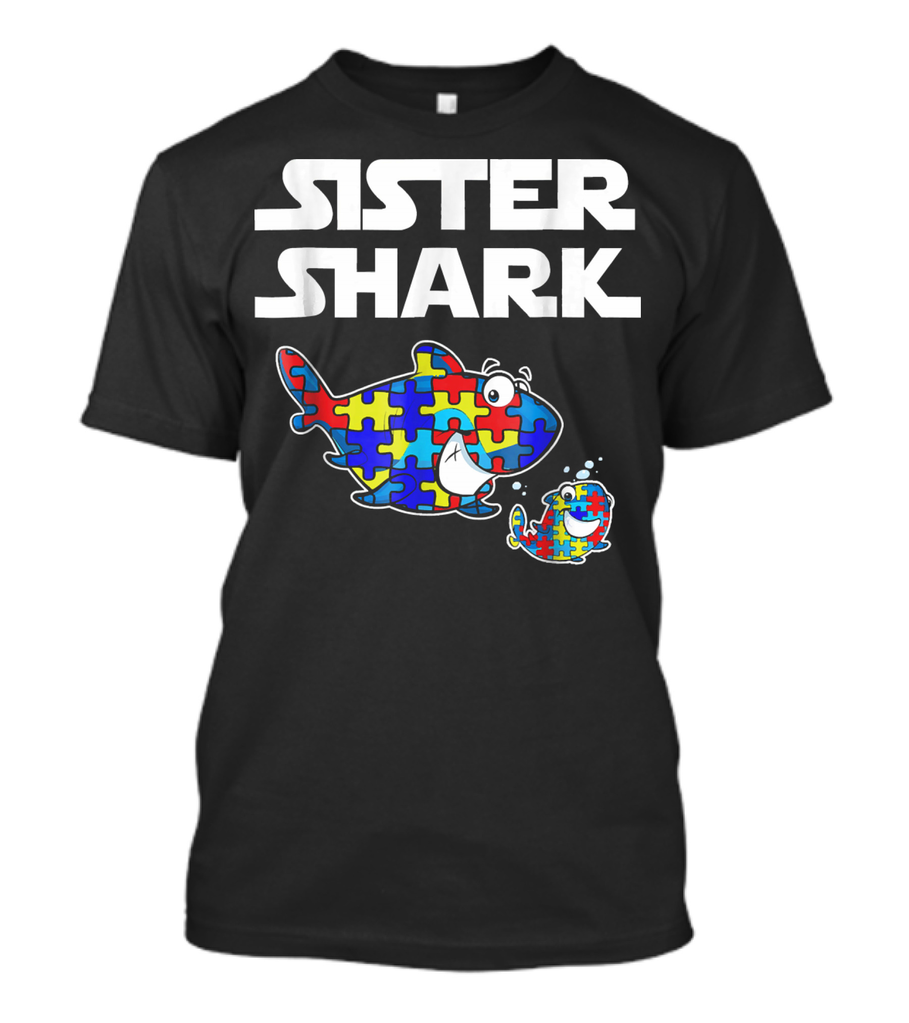 Sister Shark Autism Puzzle T-Shirt