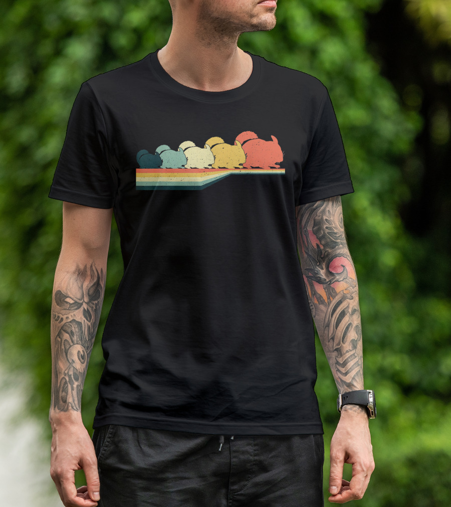 Chinchilla Retro Vintage Striped Rainbow T-Shirt