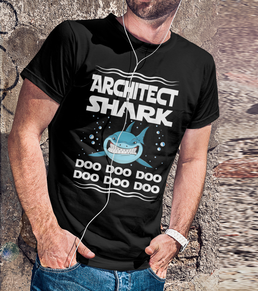 Architect Shark Doo Doo Doo Smiling Cartoon Bubbles T-Shirt