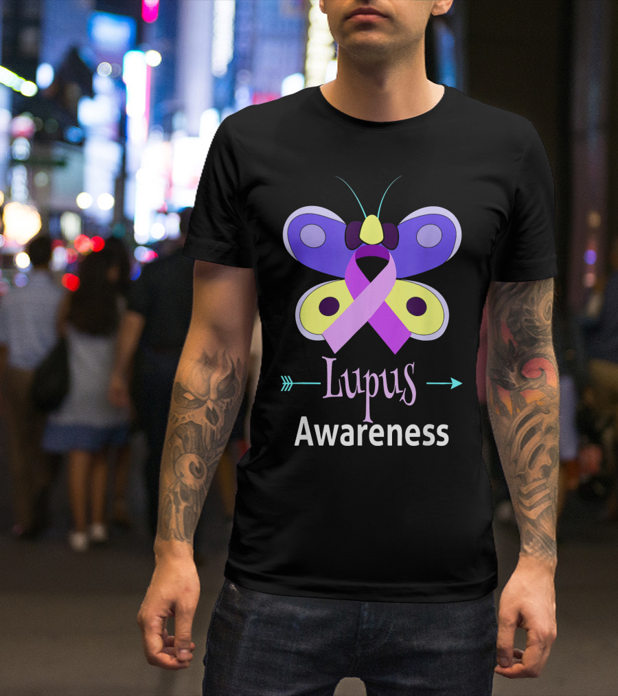 Butterfly Ribbon Lupus Awareness T-Shirt