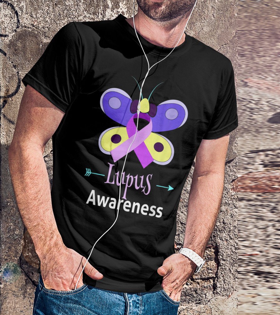 Butterfly Ribbon Lupus Awareness T-Shirt