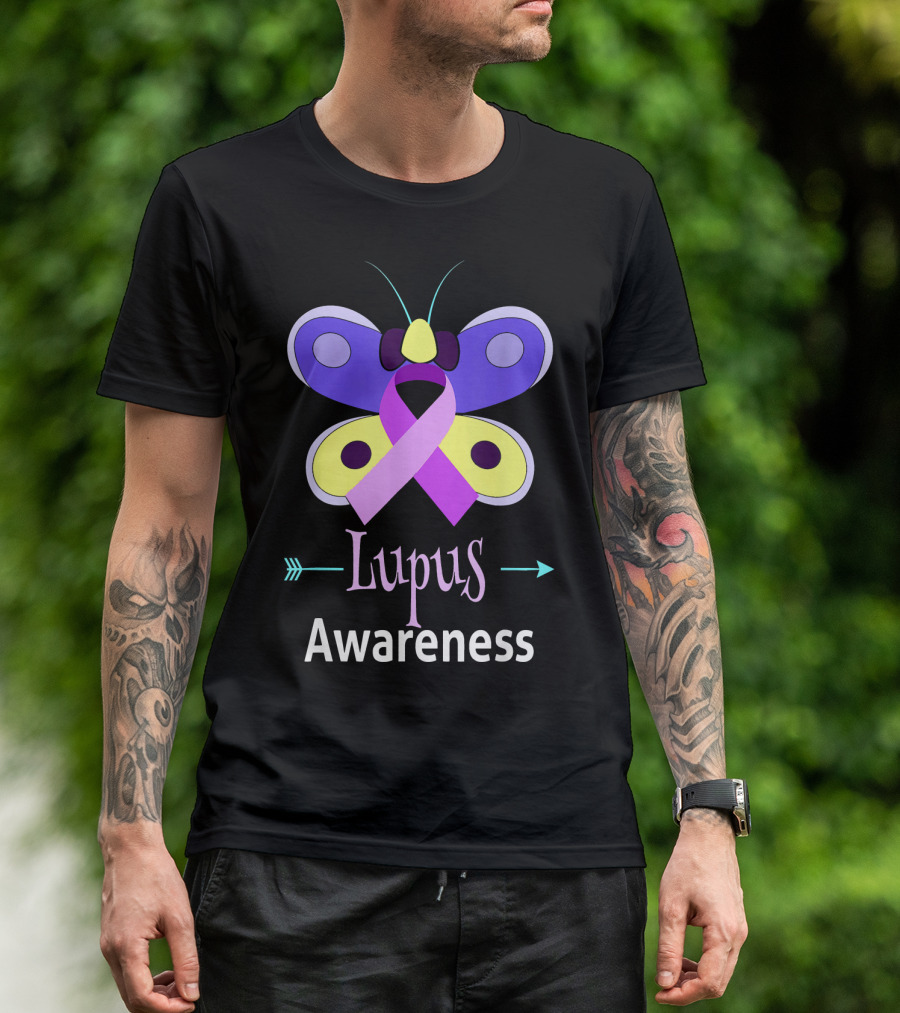 Butterfly Ribbon Lupus Awareness T-Shirt