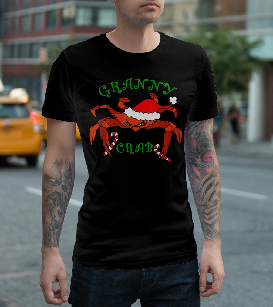 GRANNY CRAB Santa Hat Candy Cane T-Shirt