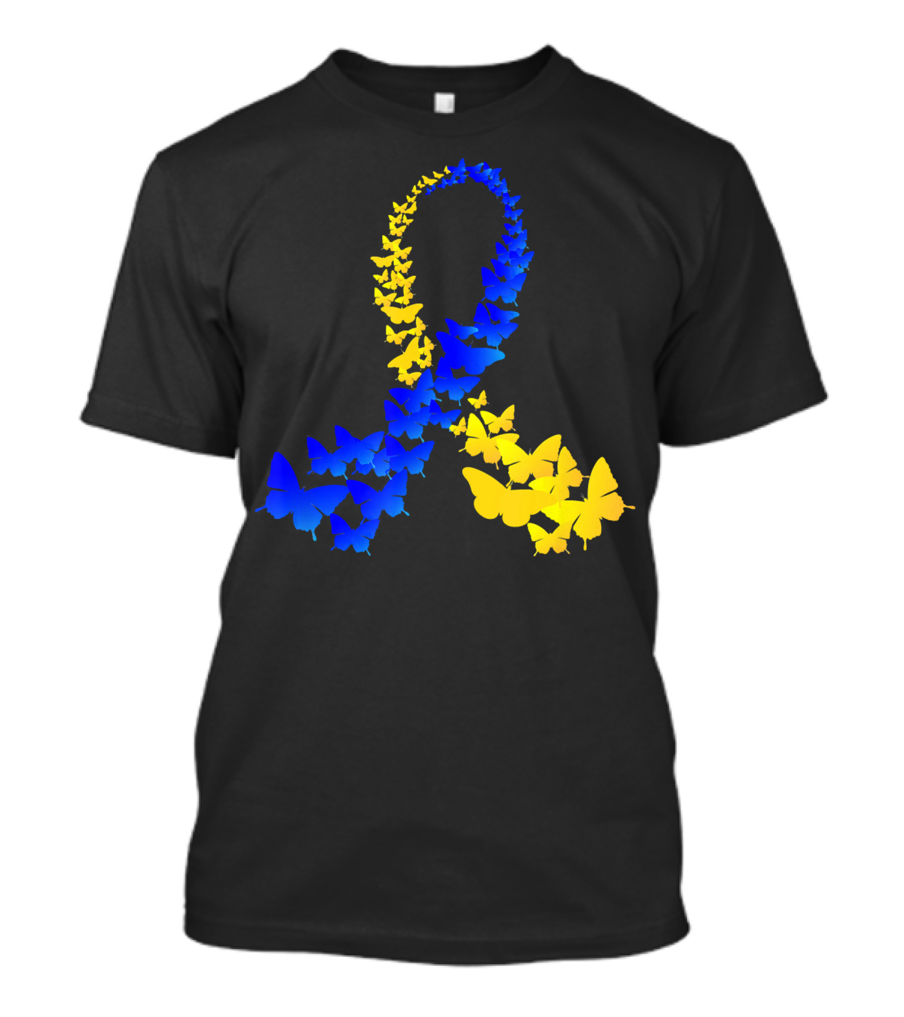Butterfly World Down Syndrome Day Blue Yellow T-Shirt