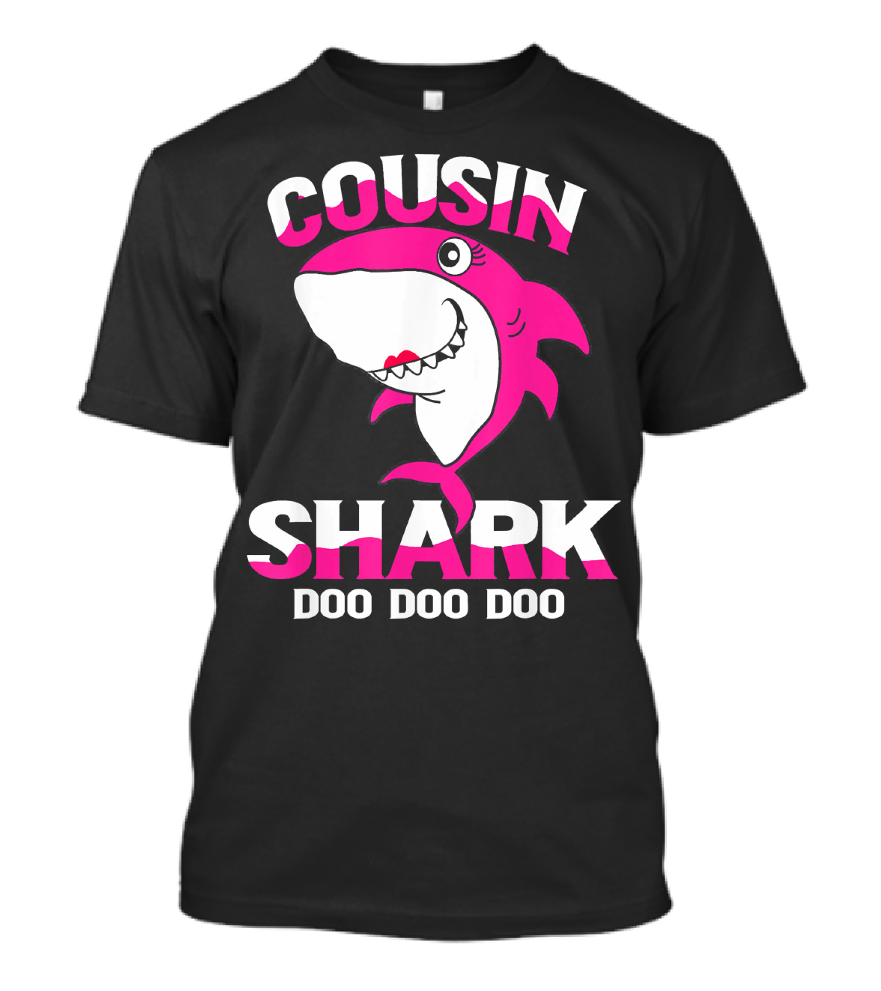 Cousin Shark Doo Doo Doo Pink Shark Cartoon T-Shirt