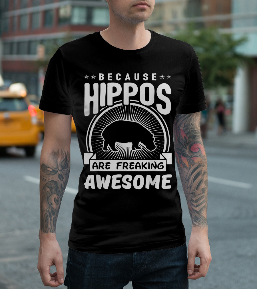 Because Hippos Are Freaking Awesome Hippo Silhouette Star T-Shirt