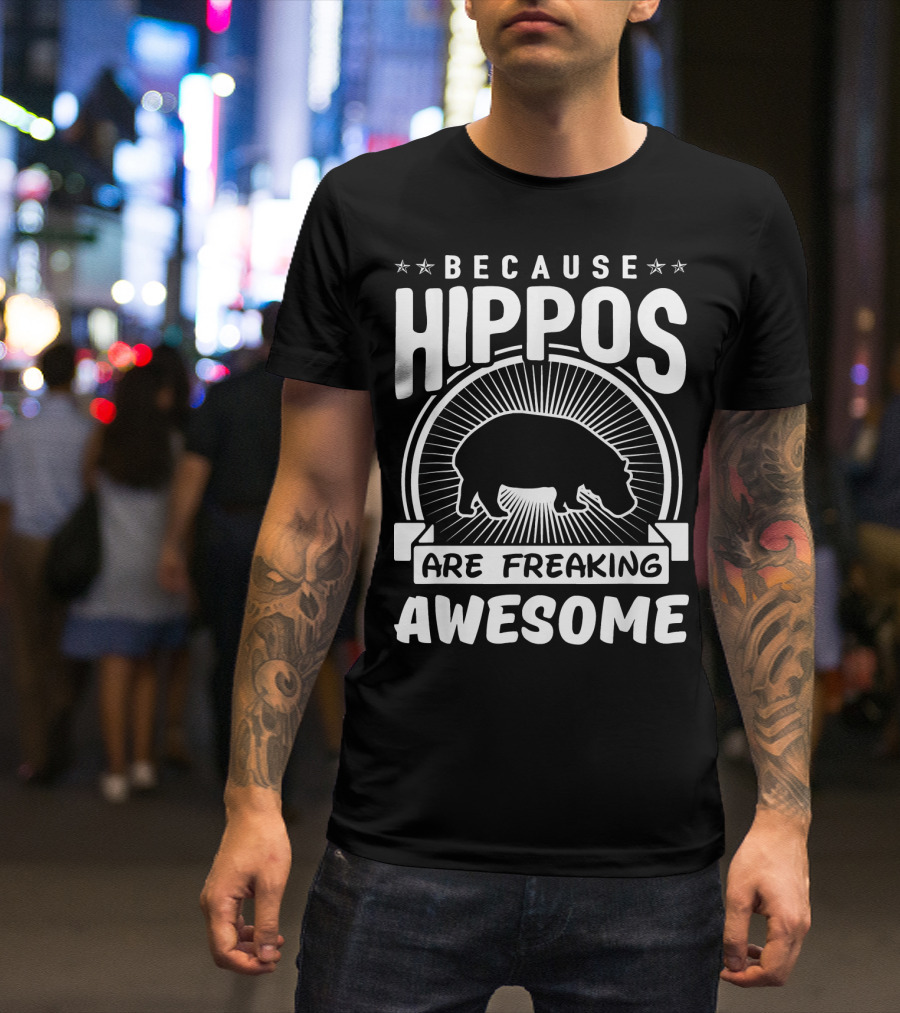 Because Hippos Are Freaking Awesome Hippo Silhouette Star T-Shirt
