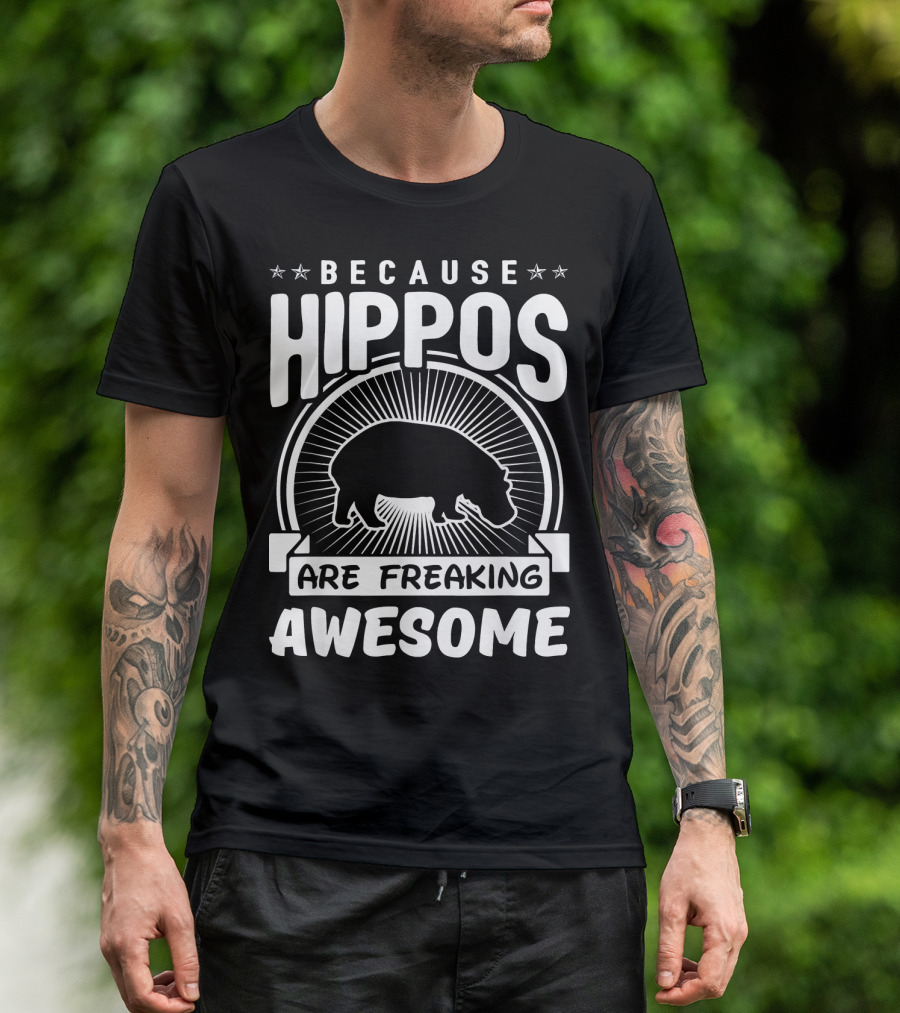 Because Hippos Are Freaking Awesome Hippo Silhouette Star T-Shirt