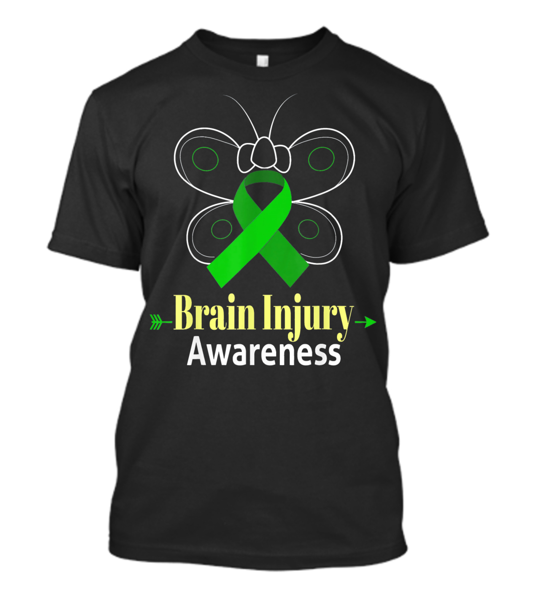 Butterfly Green Ribbon Brain Injury Awareness T-Shirt