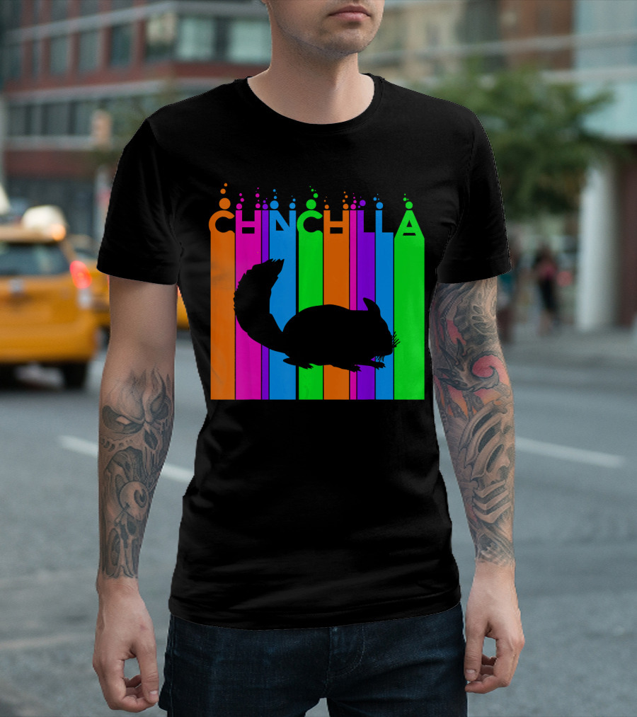 Chinchilla Rainbow Silhouette Bubble Animal Lover T-Shirt