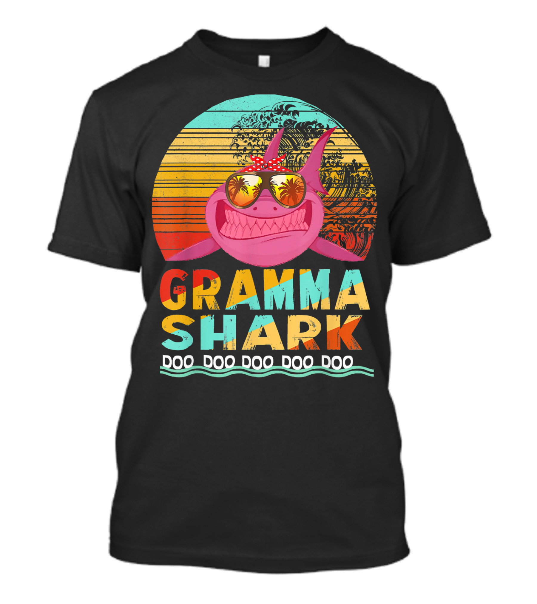 Gramma Shark Doo Doo Doo Vintage Sunset Sunglasses T-Shirt