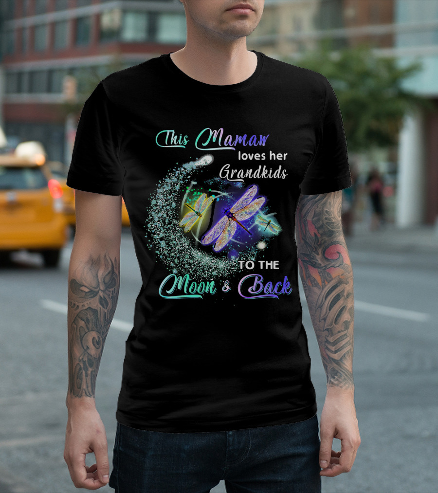 This Mamaw Loves Her Grandkids to the Moon and Back Dragonfly T-Shirt